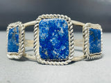 Native American Amazing Triple Squared Lapis Southwest Sterling Silver Bracelet-Nativo Arts