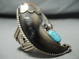 One Of The Most Unique Authentic Bear Native American Navajo Turquoise Sterling Silver Ring-Nativo Arts