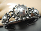 Early Big Bead Vintage Native American Navajo Hand Tooled Sterling Silver Bracelet-Nativo Arts