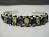 Stunning Vintage Native American Navajo Amethys Citrine Sterling Silver Bracelet Cuff-Nativo Arts