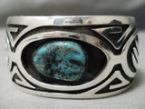 Museum Vintage Native American Navajo Geomtric Love Turquoise Sterling Silver Bracelet Old-Nativo Arts