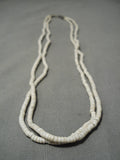 Native American Marvelous Vintage Santo Domingo Rare Early Gypsum Sterling Silver Necklace-Nativo Arts
