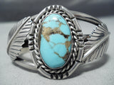 Magnificent Vintage Native American Navajo Pilot Mountain Turquoise Sterling Silver Bracelet-Nativo Arts