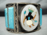 Native American One Of Biggest Best Vintage Navajo Kachina Turquoise Sterling Silver Bracelet-Nativo Arts