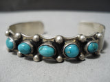 Incredible Vintage Native American Navajo Blue Caeico Lake Turquoise Sterling Silver Bracelet-Nativo Arts