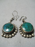 Fabulous Vintage Native American Navajo Turquoise Sterling Silver Earrings Old-Nativo Arts