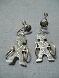 Excellent Vintage Navajo Native American Sterling Silver Hoop Dancer Earrings-Nativo Arts
