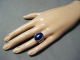 Dramatic Navajo Lapis Sterling Silver Ring Native American-Nativo Arts