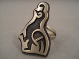 Distinctive Vintage Hopi 'Amazing Quail' Sterling Native American Jewelry Silver Ring Old Pawn-Nativo Arts