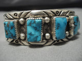 Dramatic Turquoise Vintage Navajo Sterling Silver Native American Bracelet Old-Nativo Arts