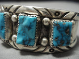 Dramatic Turquoise Vintage Navajo Sterling Silver Native American Bracelet Old-Nativo Arts