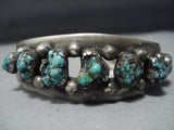 Dramatic Vintage Native American Jewelry Navajo Deep Turquoise Sterling Silver Bracelet-Nativo Arts