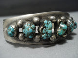 Dramatic Vintage Native American Jewelry Navajo Deep Turquoise Sterling Silver Bracelet-Nativo Arts