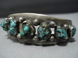 Dramatic Vintage Native American Jewelry Navajo Deep Turquoise Sterling Silver Bracelet-Nativo Arts