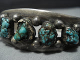 Dramatic Vintage Native American Jewelry Navajo Deep Turquoise Sterling Silver Bracelet-Nativo Arts