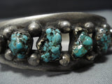 Dramatic Vintage Native American Jewelry Navajo Deep Turquoise Sterling Silver Bracelet-Nativo Arts