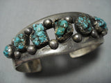 Dramatic Vintage Native American Jewelry Navajo Deep Turquoise Sterling Silver Bracelet-Nativo Arts