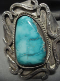 Duel Huge Turquoise Vintage Navajo Native American Jewelry Silver Bracelet Old-Nativo Arts
