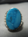 Exquisite Vintage Navajo Turquoise Sterling Silver Native American Ring Old-Nativo Arts