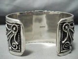 Huge Leaf Vintage Native American Navajo Turquoise Sterling Silver Bracelet-Nativo Arts