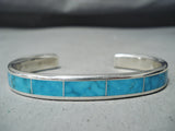 Stunning Zuni Kingman Turquoise Sterling Silver Bracelet Native American-Nativo Arts