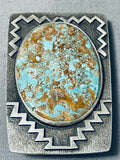 Authentic Very Rare Native American Navajo Tommy Jackson Turquoise Sterling Silver Buckle-Nativo Arts