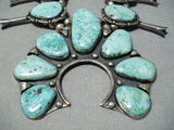 Biggest Rare Turquoise Vintage Native American Navajo Sterling Silver Squash Blossom Necklace-Nativo Arts