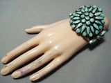 One Of The Best Vintage Native American Navajo Turquoise Sun Cluster Sterling Silver Bracelet-Nativo Arts