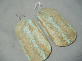 One Of The Biggest Ever #8 Turquoise Native American Sterling Silver Earrings-Nativo Arts