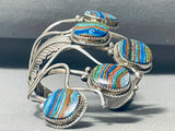 Best Vintage Native American Navajo Rainbow Calsilica Sterling Silver Bracelet-Nativo Arts