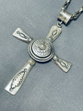 Authentic Heavy Ben Begaye (d) Vintage Native American Navajo Sterling Silver Cross Necklace-Nativo Arts