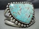 Vivid Rare Vintage Native American Navajo #8 Turquoise Sterling Silver Bracelet Old-Nativo Arts