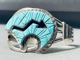Signed Vintage Native American Navajo Turquoise Brownbear Sterling Silver Bracelet-Nativo Arts