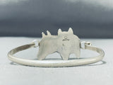 Extraordinary Native American Navajo Signed Sterling Silver Handcarved Horses Bracelet-Nativo Arts