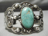 Old Old Vintage Native American Navajo Domed Cerrillos Turquoise Sterling Silver Swirl Bracelet-Nativo Arts