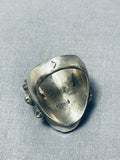 One Of The Best Vintage Native American Navajo #8 Turquoise Sterling Silver Ring-Nativo Arts