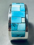 Authentic Tommy Jackson Native American Navajo Turquoise Inlay Sterling Silver Bracelet-Nativo Arts