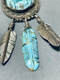 Native American Important Francisco Gomez Vintage Hand Carved Turquoise Sterling Silver Necklace-Nativo Arts