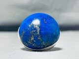 Fascinating Mega Native American Navajo Lapis Sterling Silver Ring-Nativo Arts