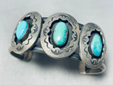 Willy Carviso Vintage Native American Navajo Turquoise Sterling Silver Bracelet Old-Nativo Arts