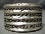 Hand Tooled Vintage Navajo Sterling Silver Native American Bracelet Old-Nativo Arts
