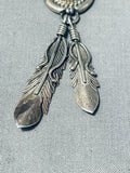 Superior Vintage Native American Navajo Morenci Turquoise Sterling Silver Necklace Signed-Nativo Arts