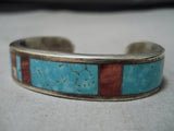 Opulent Vintage Native American Navajo #8 Turquoise Sterling Silver Bracelet Old-Nativo Arts
