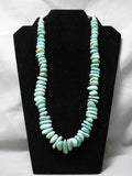 Native American Incredible Santo Domingo Green Turquoise Sterling Silver Necklace-Nativo Arts