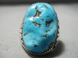 Important Vintage Native American Zuni Ithaca Peak Turquoise Sterling Silver Men's Ring-Nativo Arts
