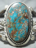 Authentic Vintage Native American Navajo Rare Turquoise Sterling Silver Bracelet Old-Nativo Arts