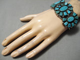 Best Vintage Native American Navajo Squared Turquoise Satellite Sterling Silver Bracelet Old-Nativo Arts