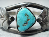 Wonderful Vintage Native American Navajo Kingman Turquoise Sterling Silver Bracelet Old-Nativo Arts