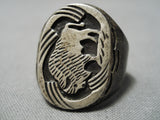 Tremendous Vintage Native American Navajo Hand Carved Buffalo Sterling Silver Naitve Ring-Nativo Arts