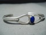 Elegant Vintage Navajo Native American Lapis Sterling Silver Bracelet Old-Nativo Arts